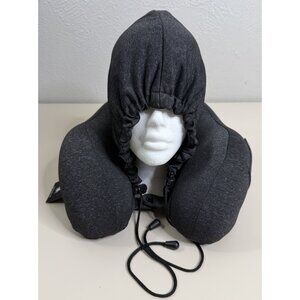 SPYDER TRAVEL HOODED NECK PILLOW Memory Foam Adjustable Comfy Black EUC